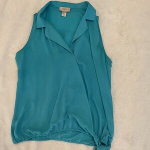 Loft Petite Turquoise Sleeveless Blouse